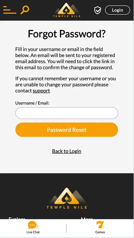 Login form with username and password fields